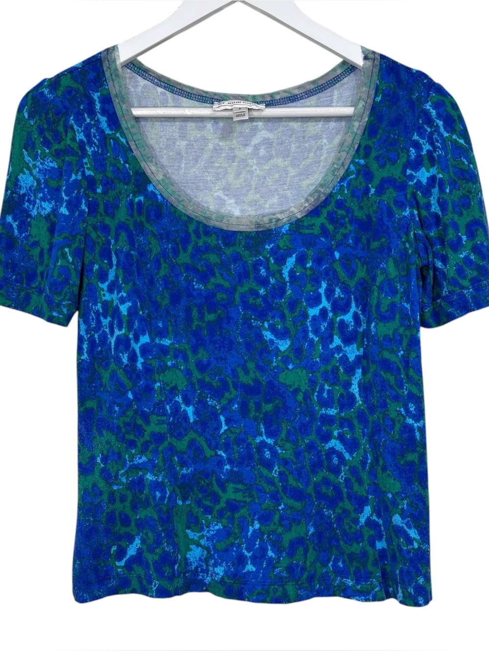 St John Sport Blue Scoop Neck Tee Size PETITE Women's